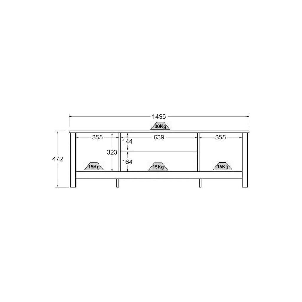 Rack para TV 2 Portas 150x44x47 cm Branco Ditália