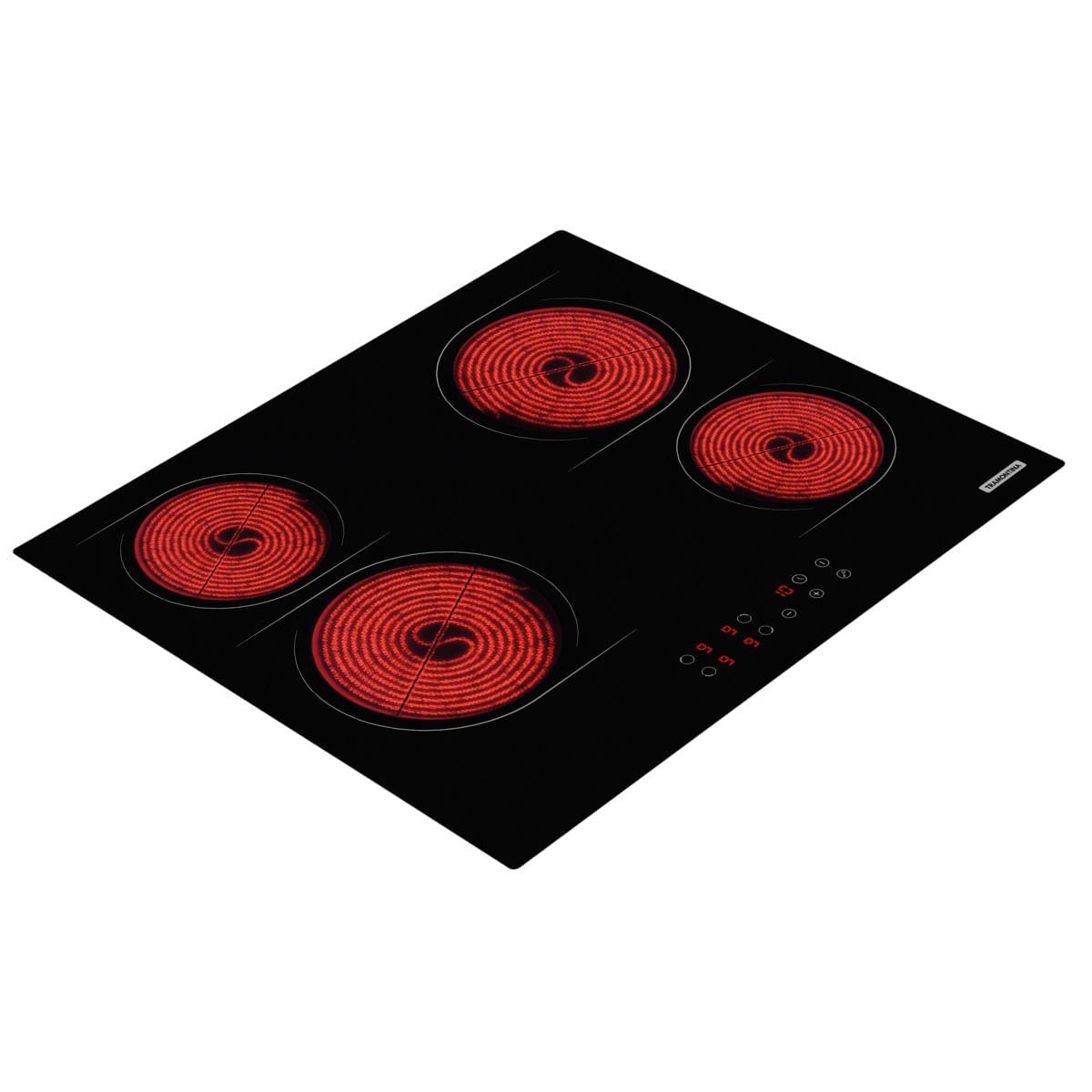 Cooktop Elétrico Tramontina New Square Vitrocerâmico com 4 Áreas de Aquecimento e Comando Touch 94747022