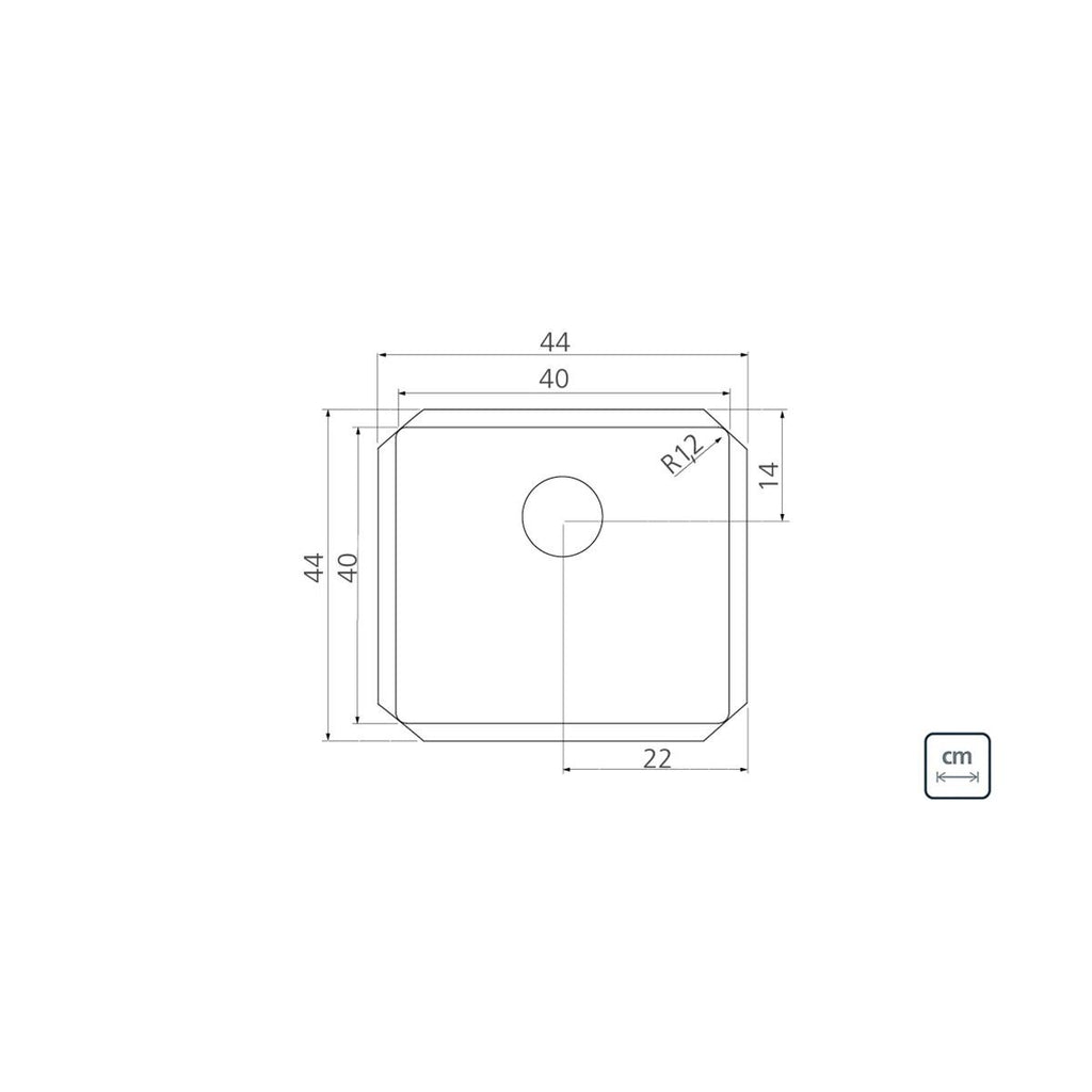 Cuba de Embutir Quadrum 40 U Undermount Tramontina 40 x 40 x 20 cm em Aço Inox Scotch Brite com Válvula