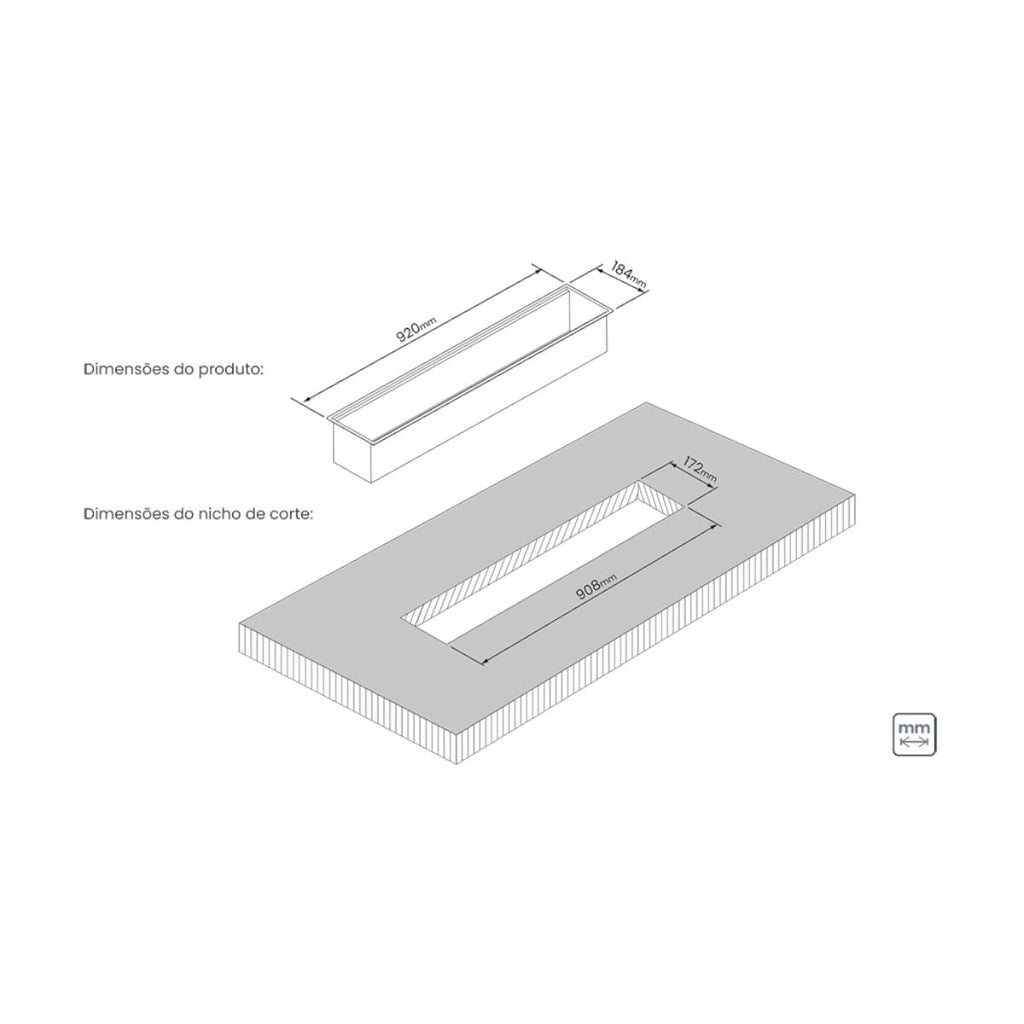Canal Organizador em Aço Inox Tramontina para Sobrepor com Acabamento Scotch Brite 90x18 cm