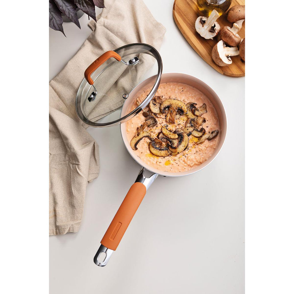 Panela Tramontina Romagna Aço Inox Cerâmico Marfim 18 cm 2,25 L