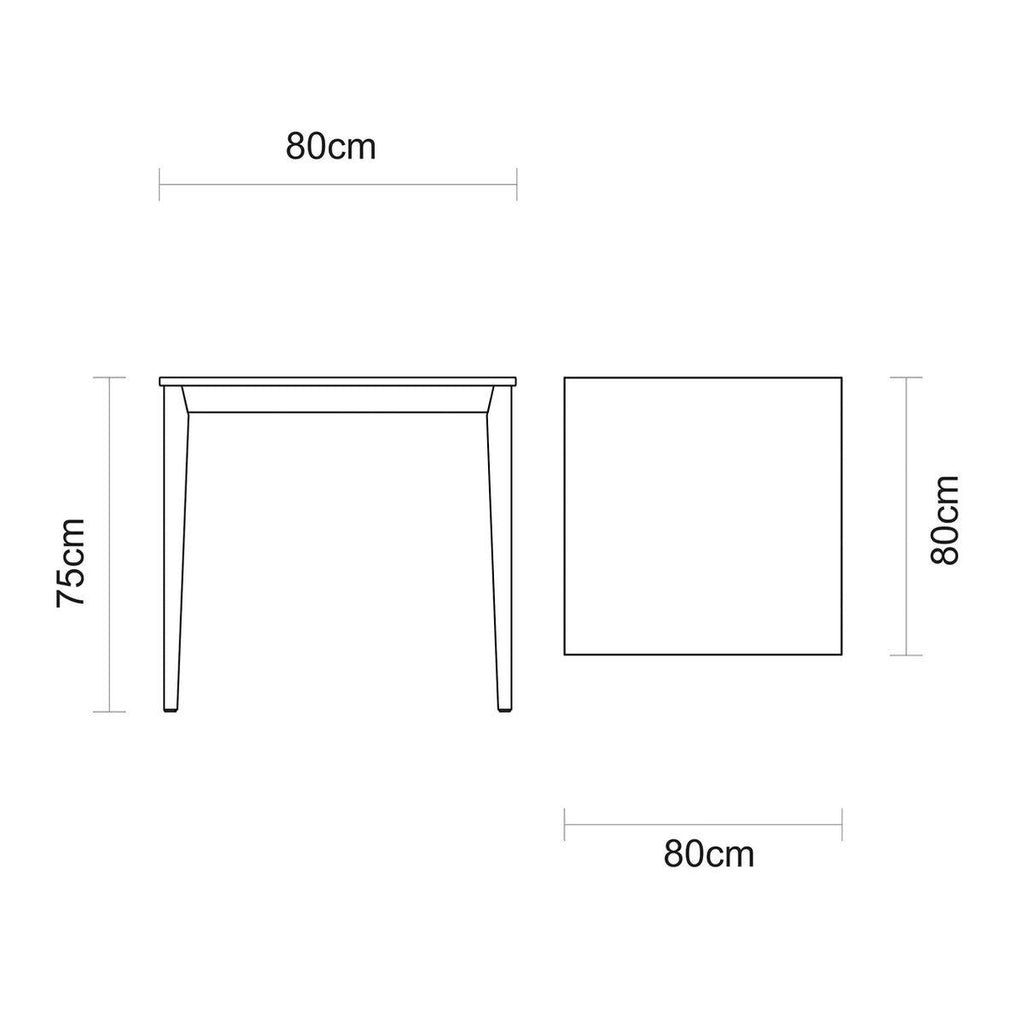 Mesa de Madeira Tramontina London Quadrada em Tauarí Tabaco 4 Lugares 80 cm