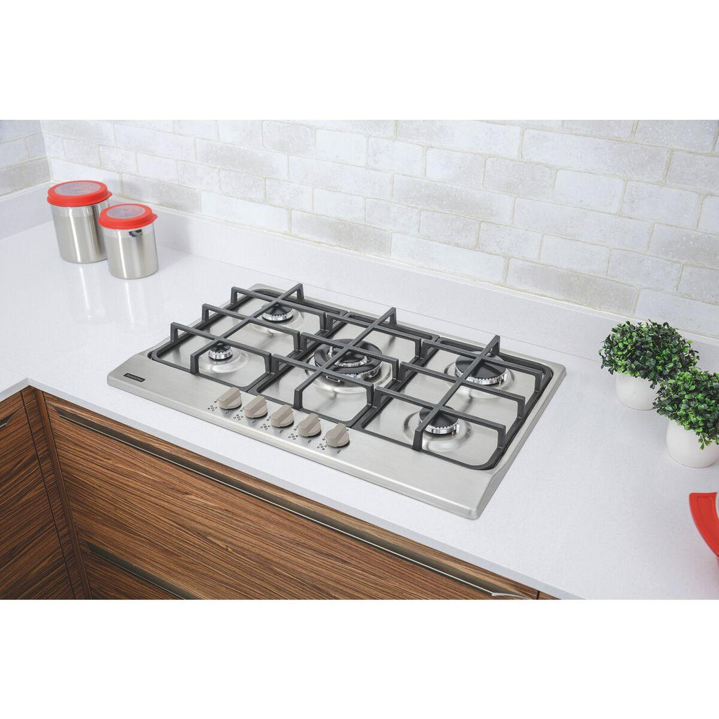Cooktop a Gás Tramontina New Penta 5GX Tri 75 HE Safestop em Aço Inox e Trempes em Ferro Fundido 5 Queimadores