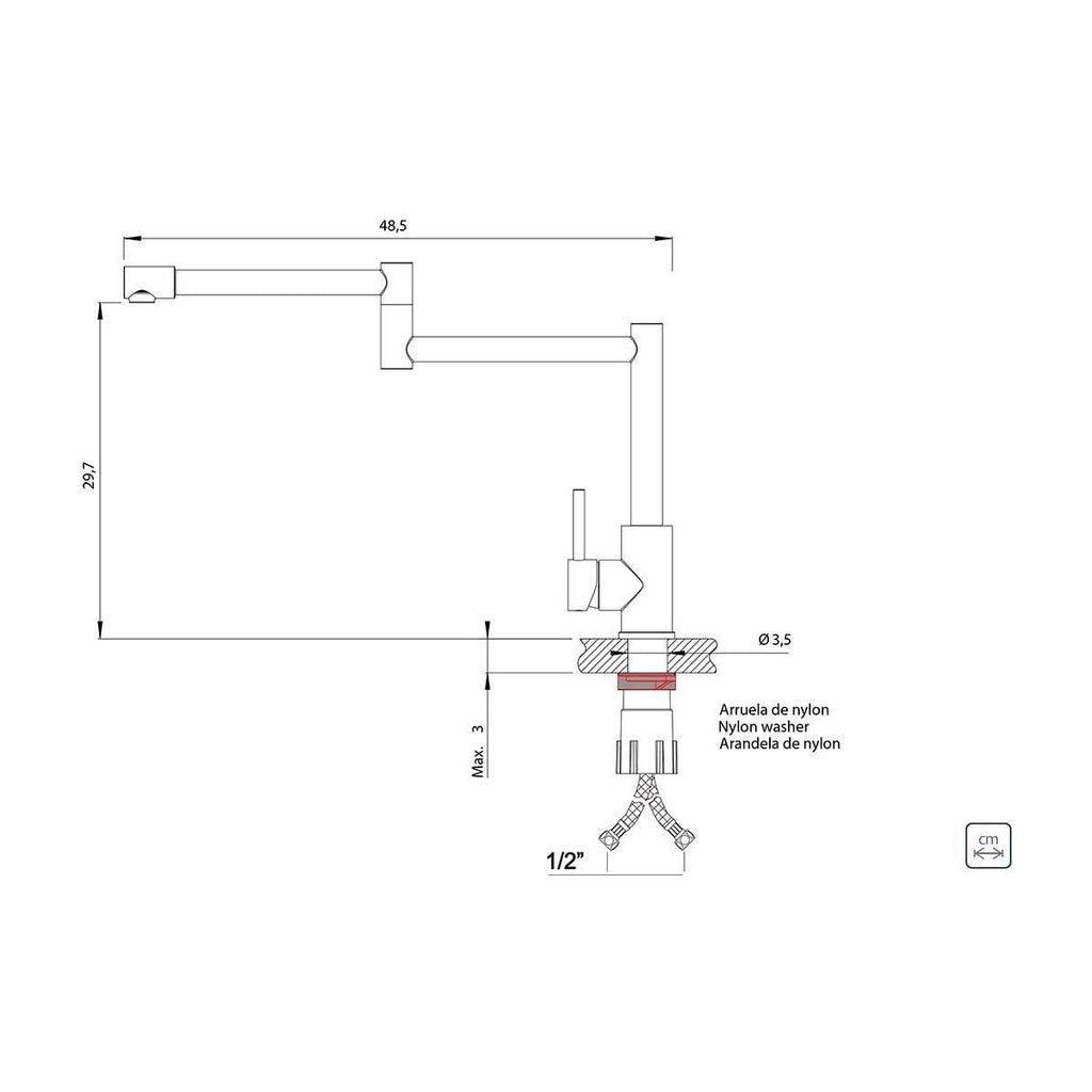 Misturador Monocomando Articulado Tramontina Flexion em Aço Inox e Acabamento Scotch Brite