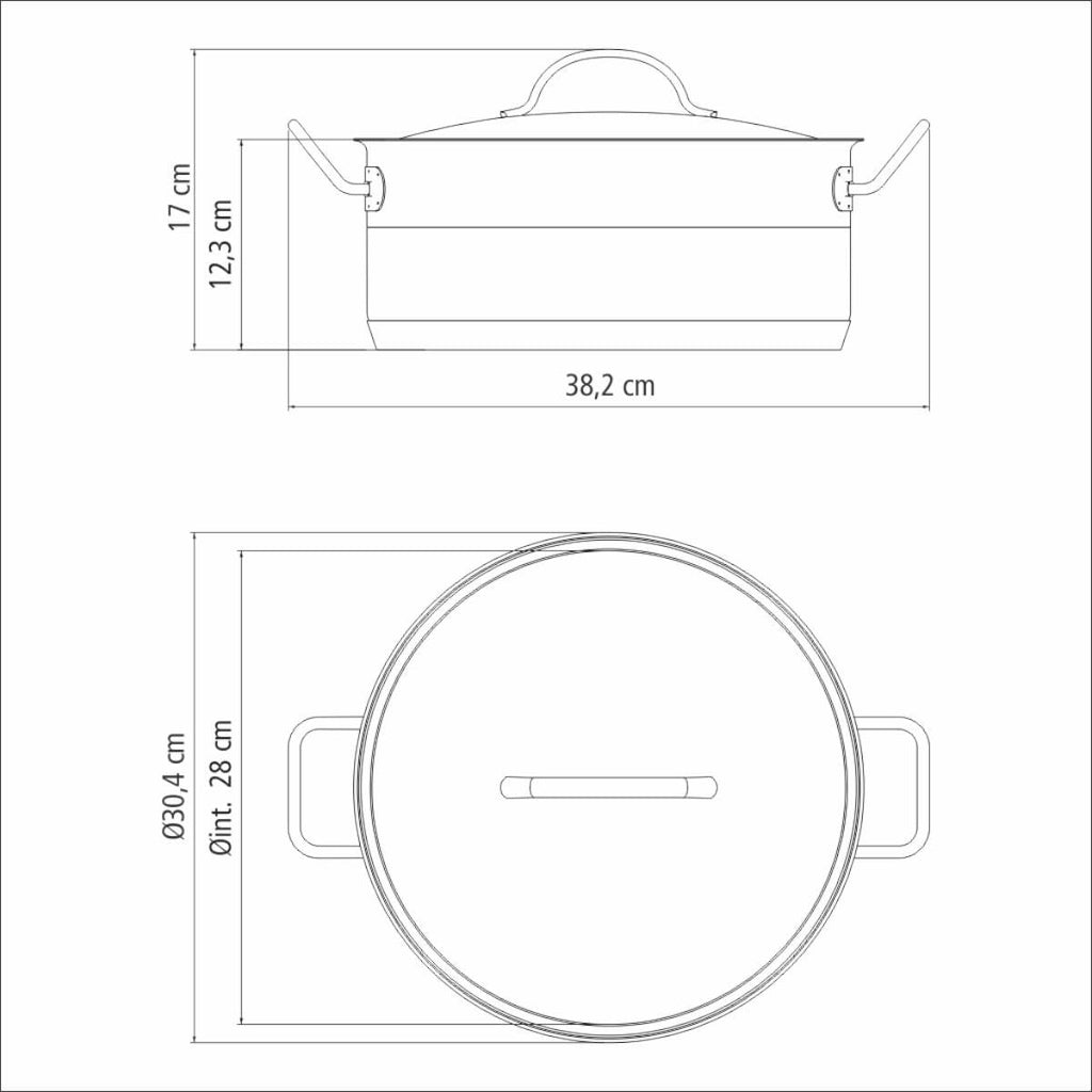 Caçarola Rasa Tramontina Professional Aço Inox 7,1L com Tampa Plana e Fundo Triplo 28cm