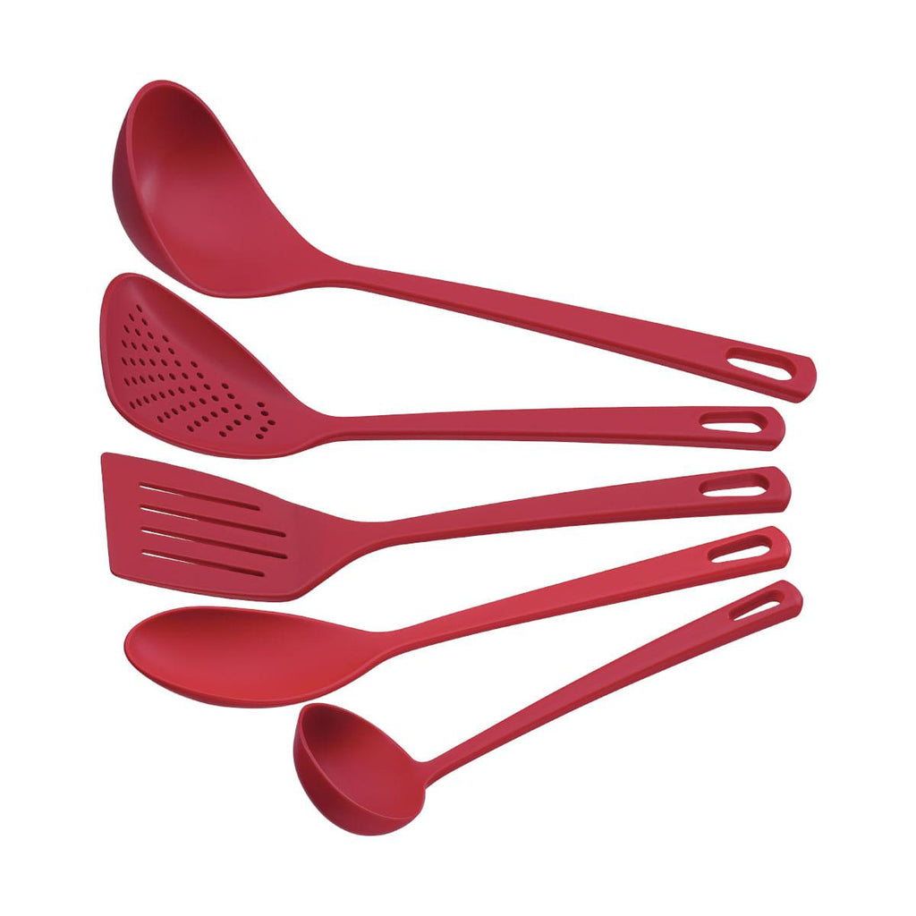 Jogo de Utensílios Tramontina Easy em Nylon Vermelho 5 Peças