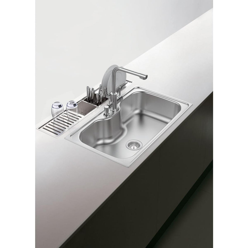 Canal Organizador em Aço Inox Tramontina para Sobrepor com Acabamento Scotch Brite 90x18 cm