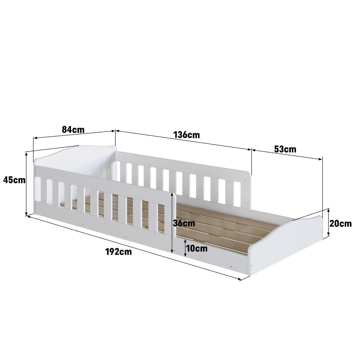 Cama de Chão Montessoriana Solteiro Encanto Branco Completa Móveis