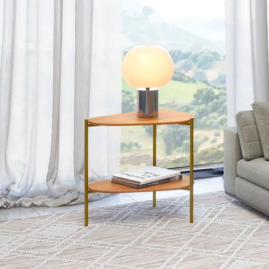 Mesa de Canto Florença em MDF Pés Metálicos 60x62x46 cm Freijó Gold Dalla Costa