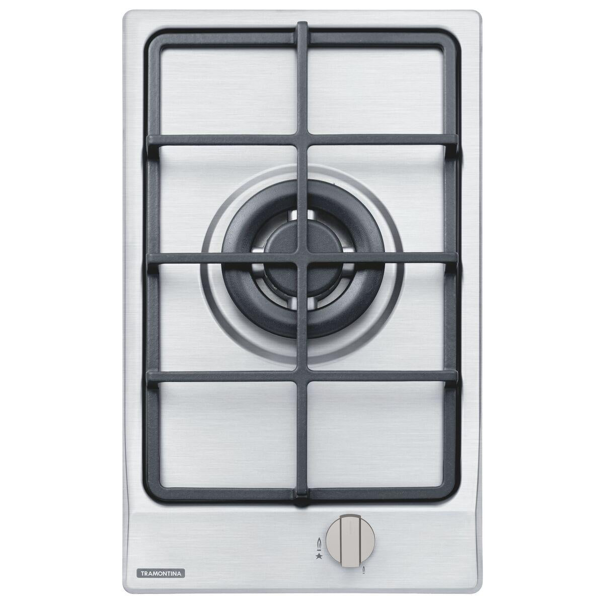 Cooktop a Gás Tramontina Dominó 1GX Tri HE Safestop 30 em Aço Inox e Trempes em Ferro Fundido 1 Queimador
