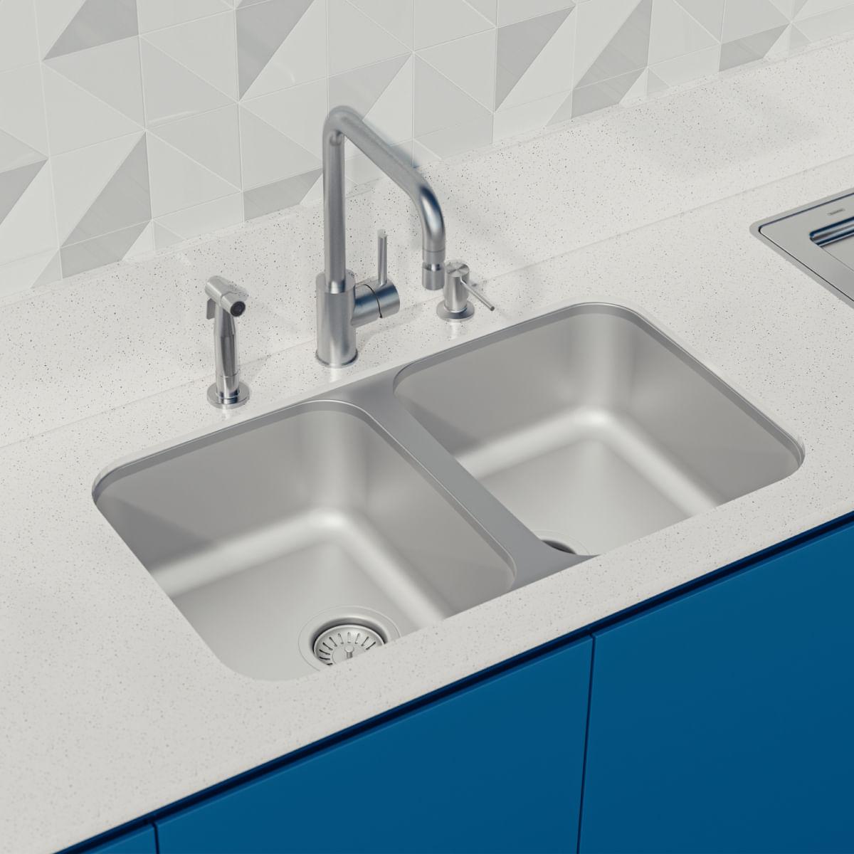 Cuba de Embutir Tramontina Dora Duo 2C 34 BL em Aço Inox Acetinado 77,5x45 cm
