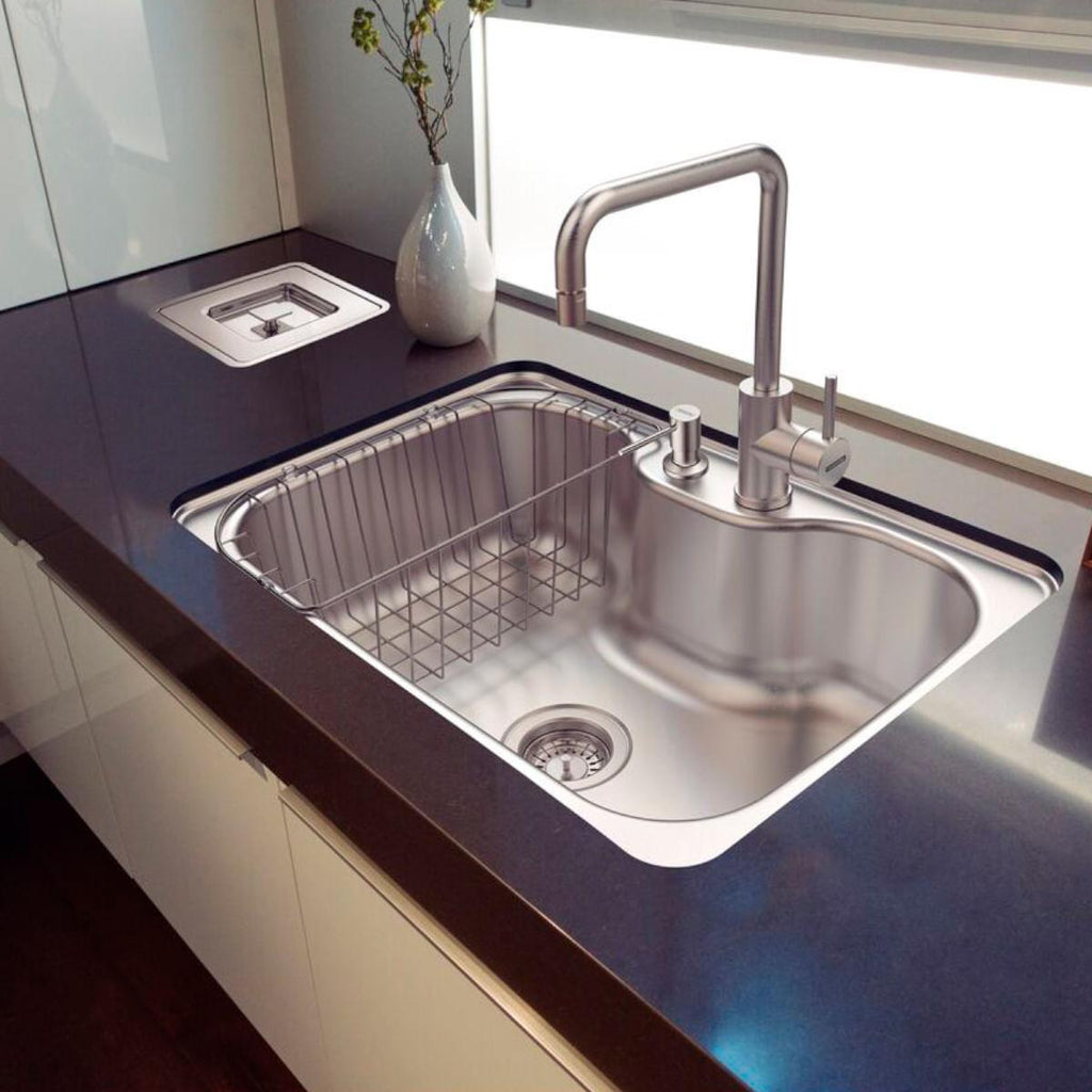 Cuba Tramontina Morgana 60 FX Undermount em Aço Inox Acetinado com Válvula, Dosador de Sabão e Cesto aramado