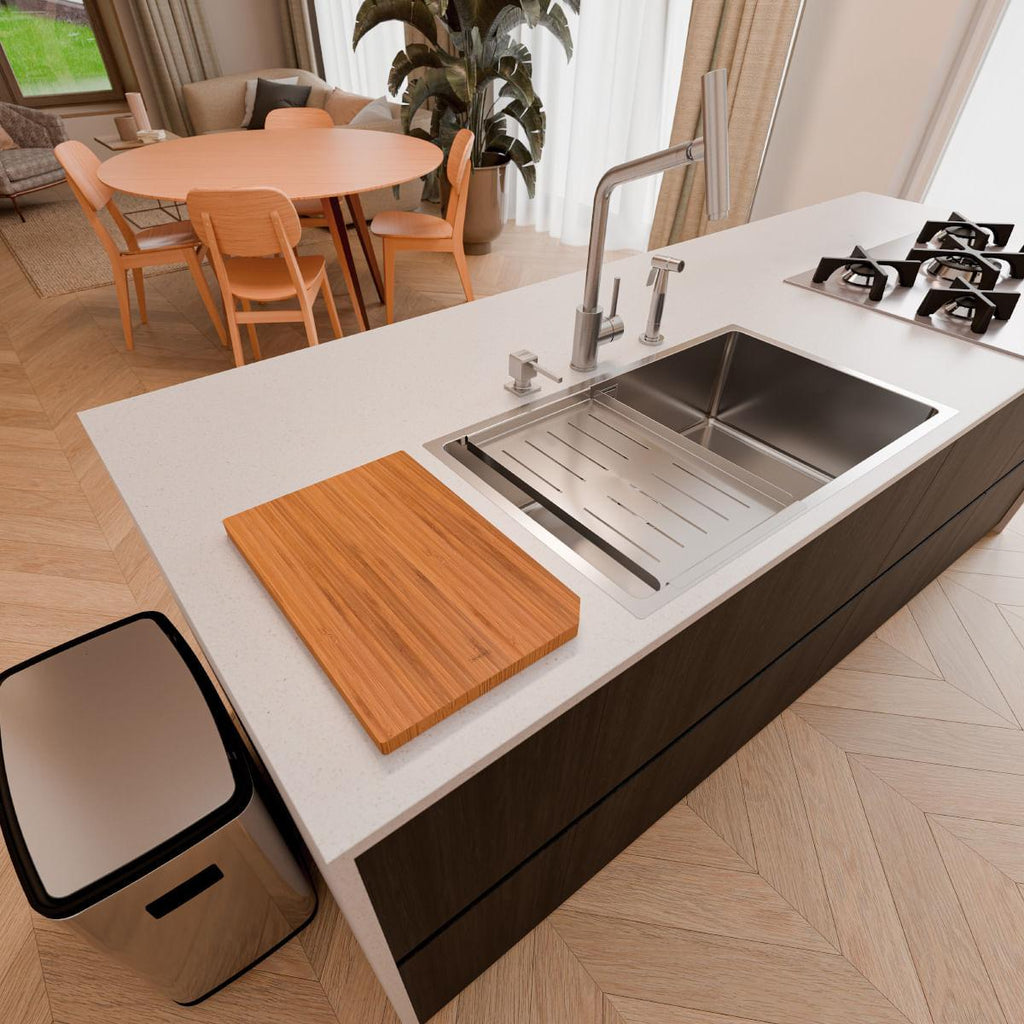 Kit Tábua e Bandeja para Cubas Quadrum Tramontina em Aço Inox Acetinado