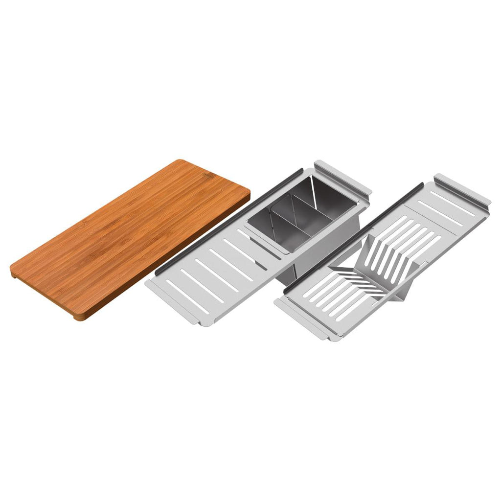 Kit de acessórios em aço inox para cubas Quadrum Design Collection