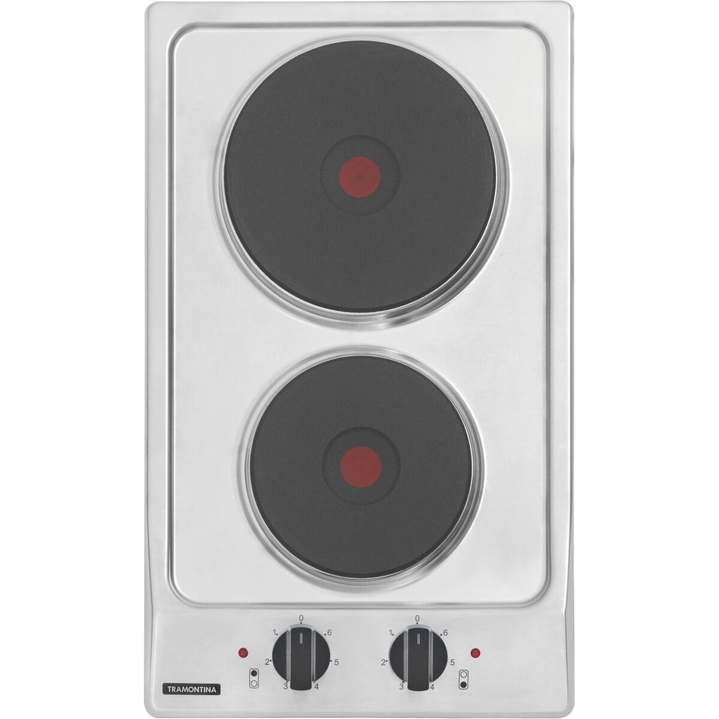 Cooktop Elétrico Tramontina Dominó em Aço Inox com 2 Placas Térmicas em Ferro Fundido