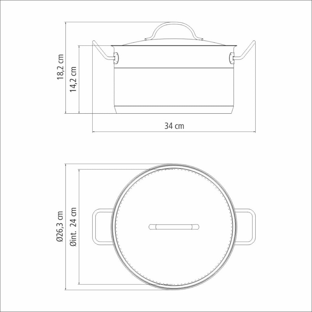 Caçarola Funda Tramontina Professional Aço Inox 6,1L com Tampa Plana e Fundo Triplo 24cm