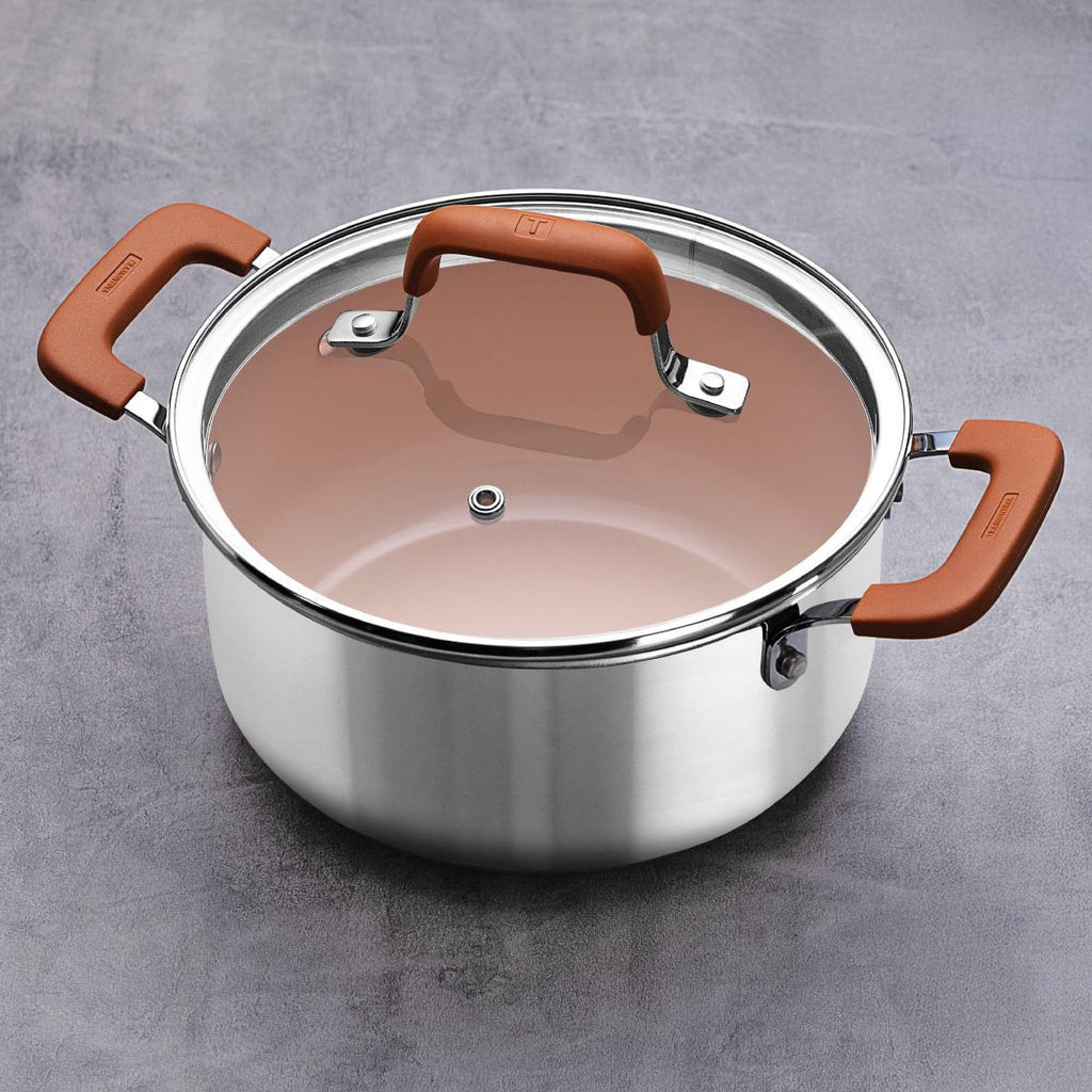 Caçarola Tramontina Romagna Aço Inox Cerâmico Marfim 20 cm 3,2 L