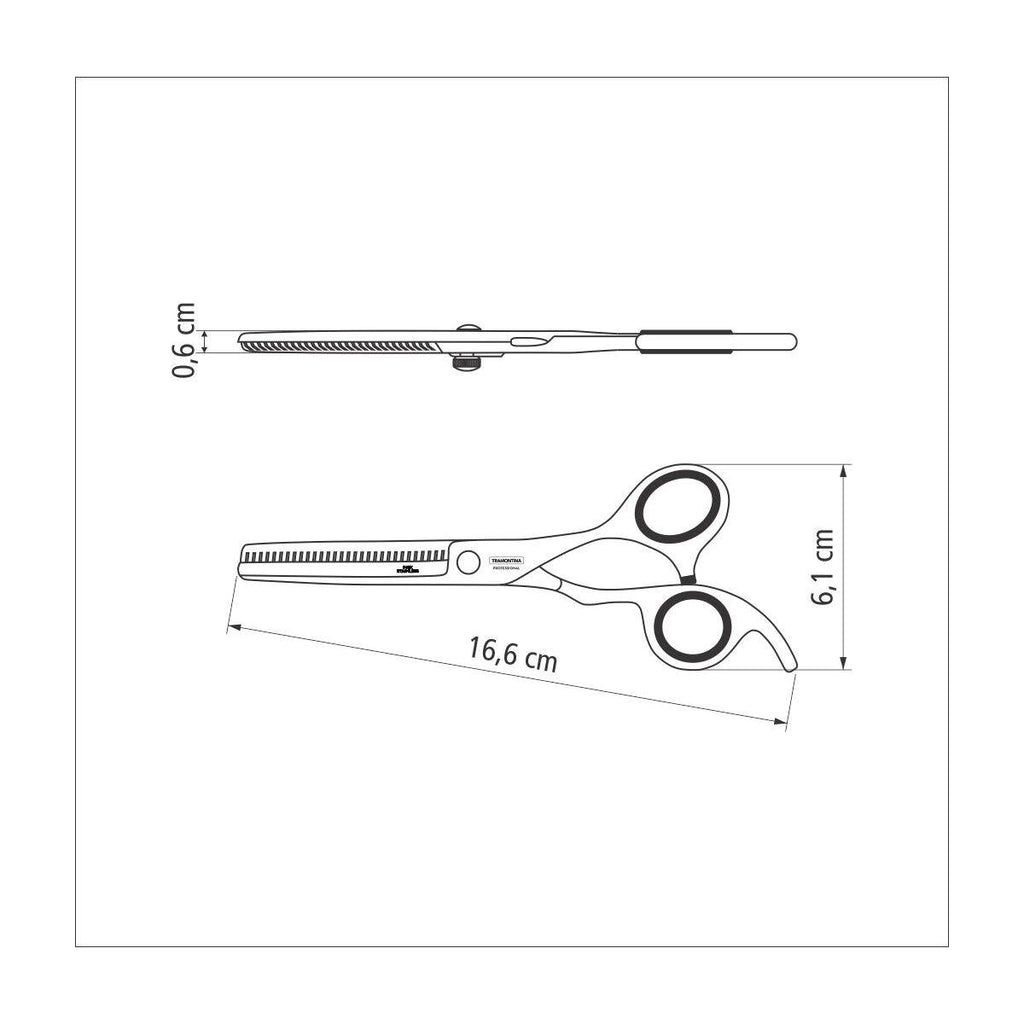 Tesoura para Cabelo Tramontina em Aço Inox com Fio Desbaste e Apoio Fixo para Dedo 6"