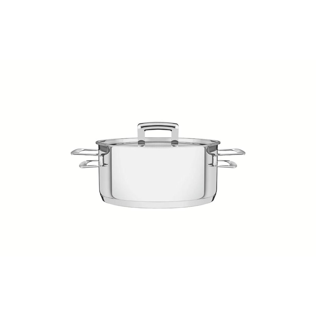 Caçarola Tramontina Brava Rasa Aço Inox com Tampa Plana 16 cm 1,4 L
