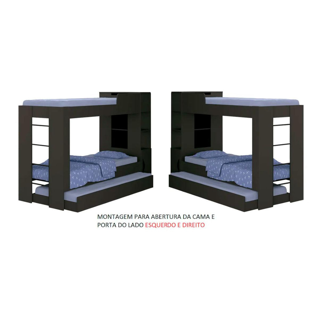 Treliche Ditália CM-15 Preto com Cama Auxiliar e Prateleiras