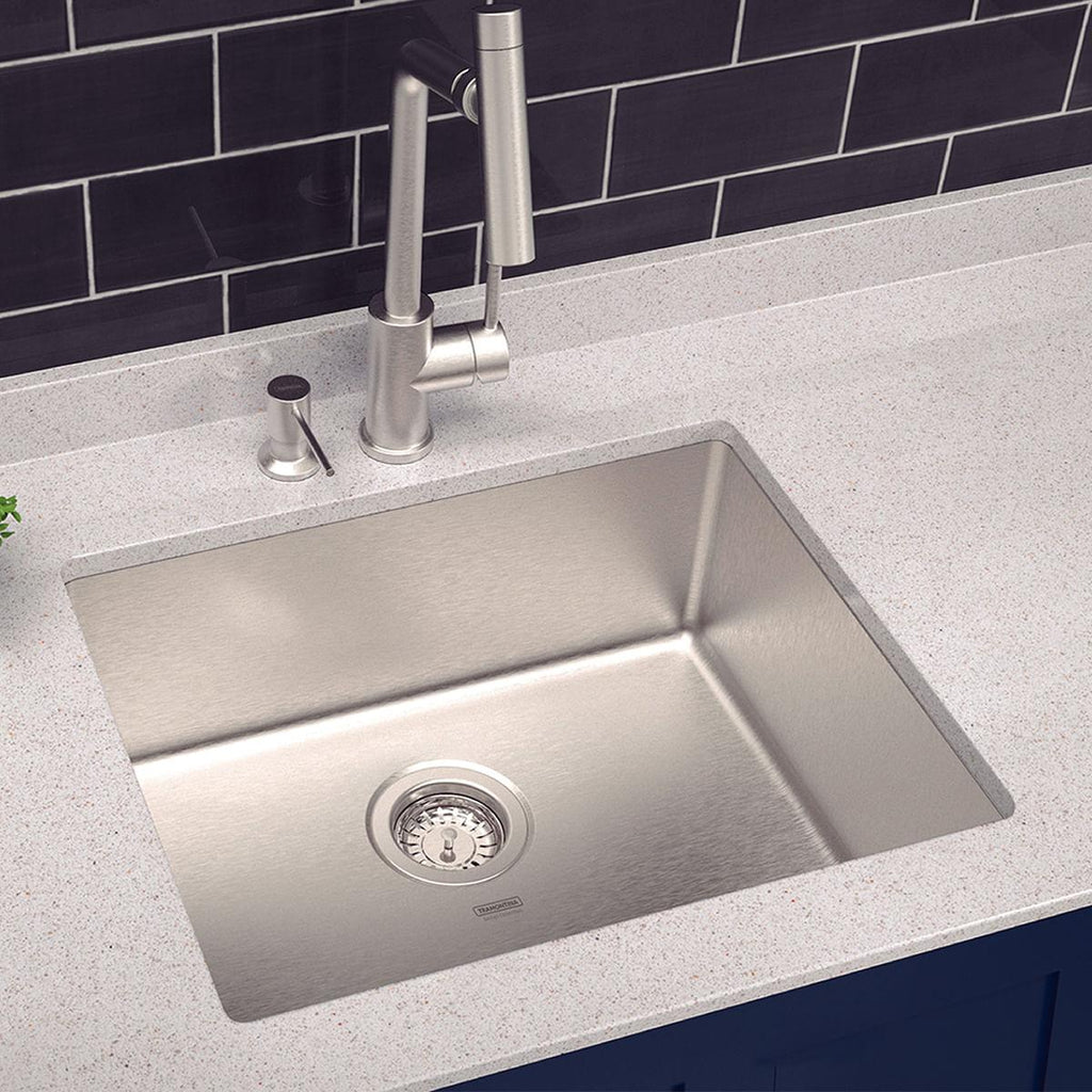 Cuba de Embutir Quadrum 50 U Undermount Tramontina 50x40x20 cm Aço Inox Acetinado