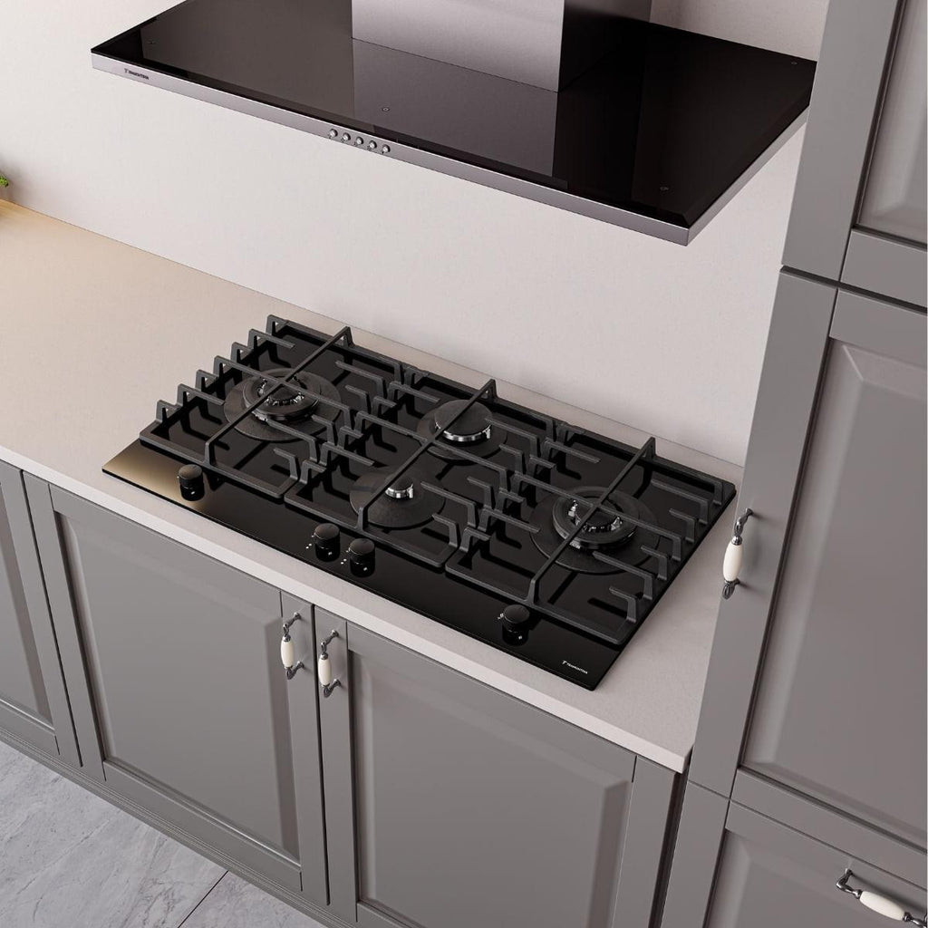 Cooktop Tramontina Quadra 4GG Double TRI HE Safestop 90 em Vidro Temperado 90 cm