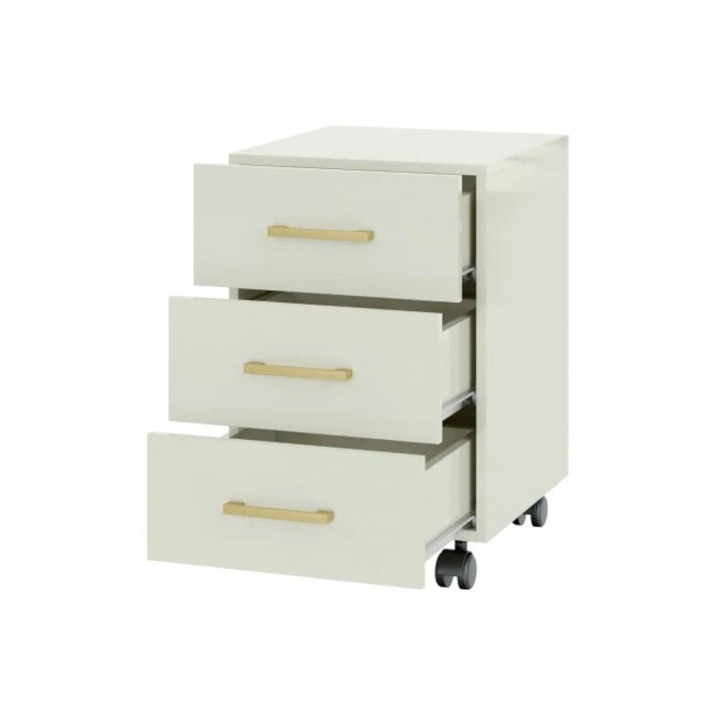Gaveteiro 3 Gavetas com Rodízios em MDF 39x43x60cm Dalla Costa Off White