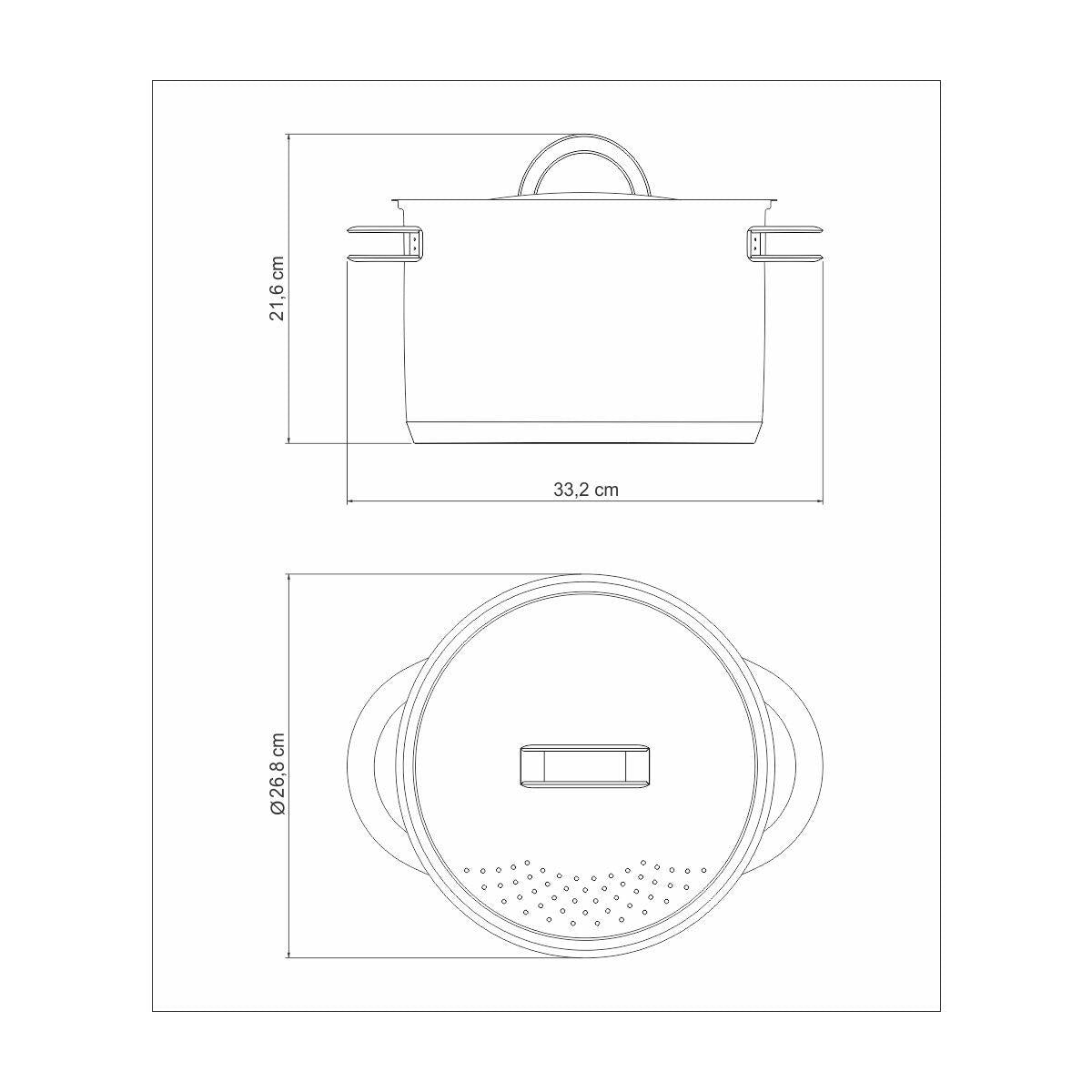 Espagueteira Tramontina Solar Aço Inox Fundo Triplo 24 cm 7,7 Litros