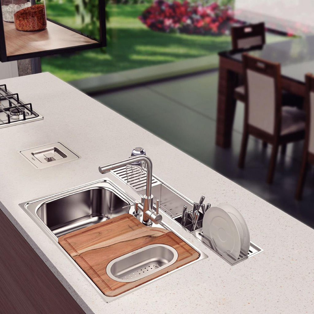 Canal Organizador em Aço Inox Tramontina para Sobrepor Scotch Brite 75x18 cm