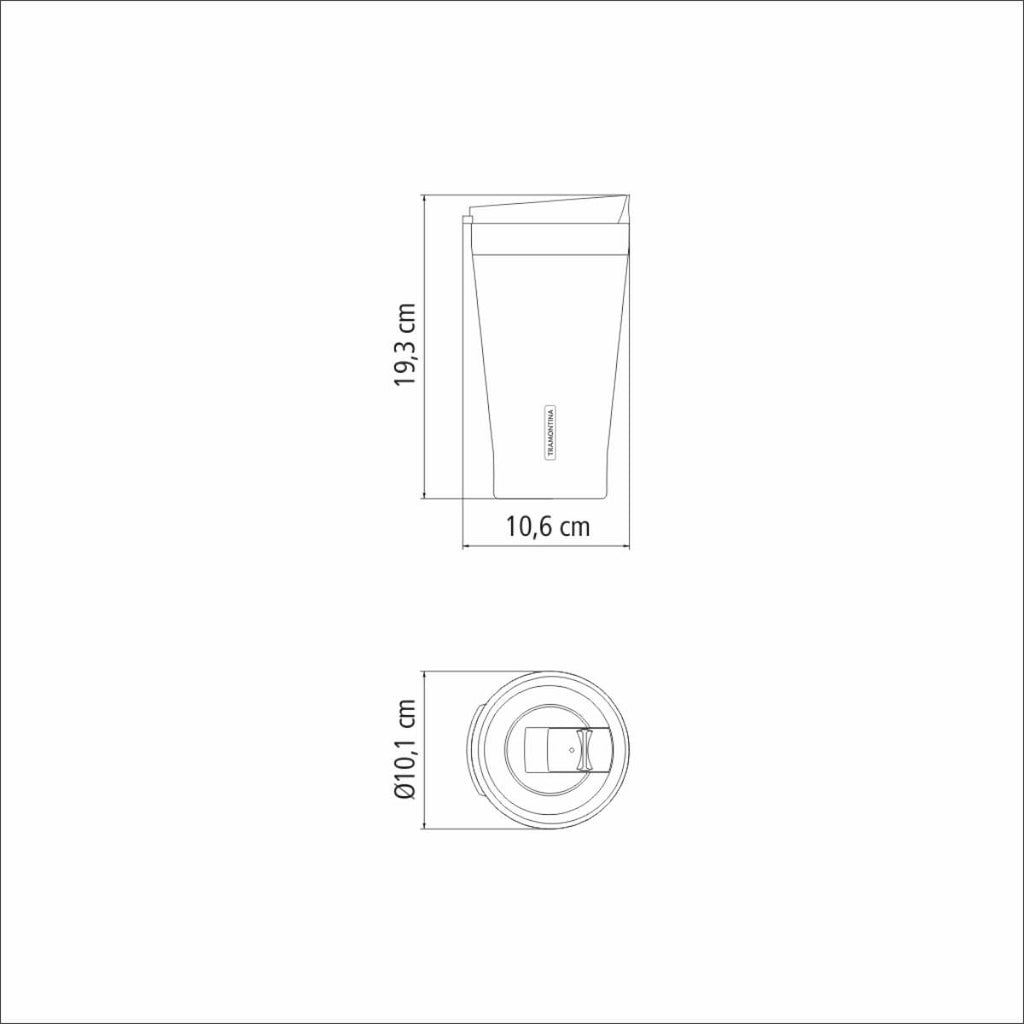 Copo Térmico Tramontina Exata em Aço Inox Preto com Tampa 550 ml
