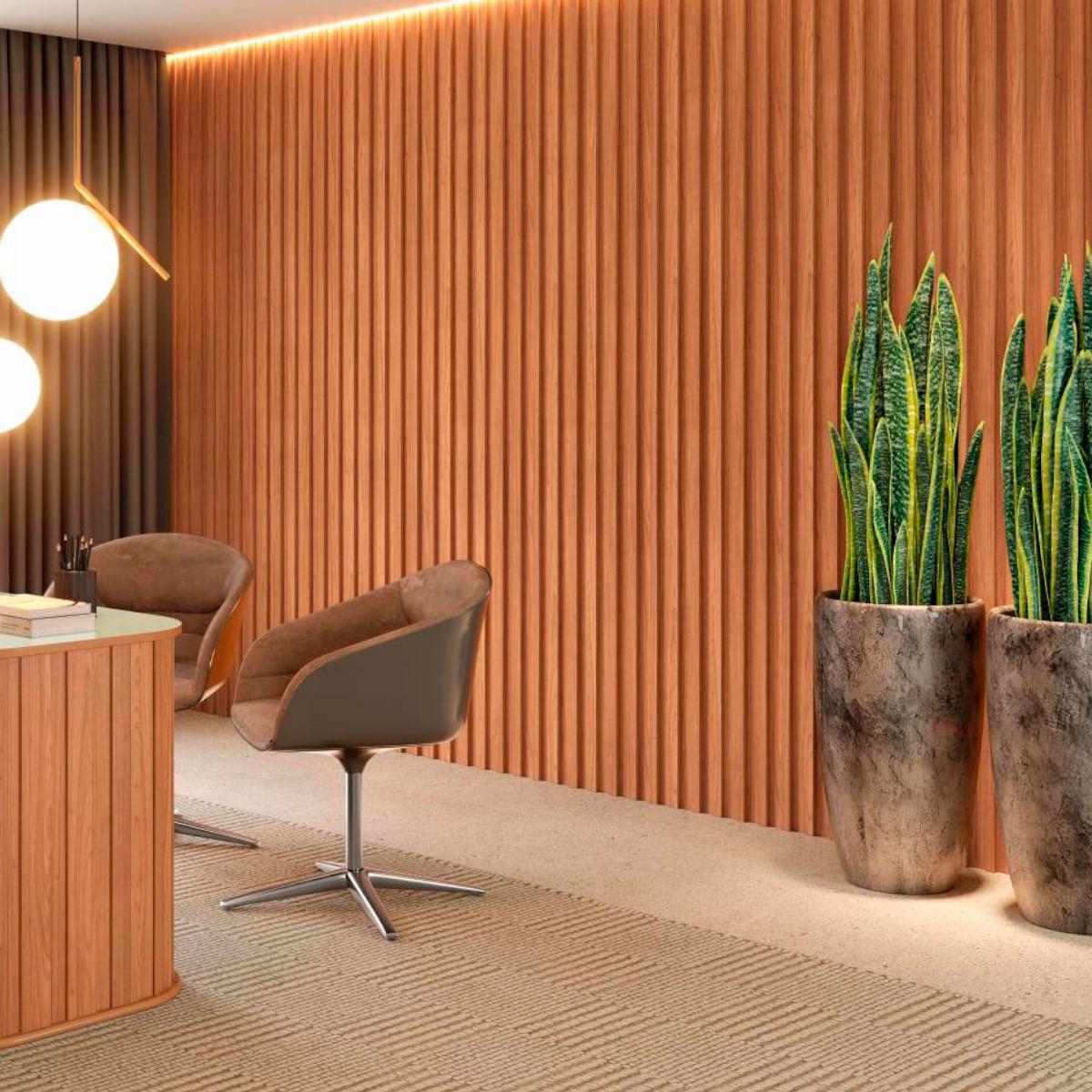 Painel Ripado em MDF 134x250 cm Freijó PA75JJ Dalla Costa