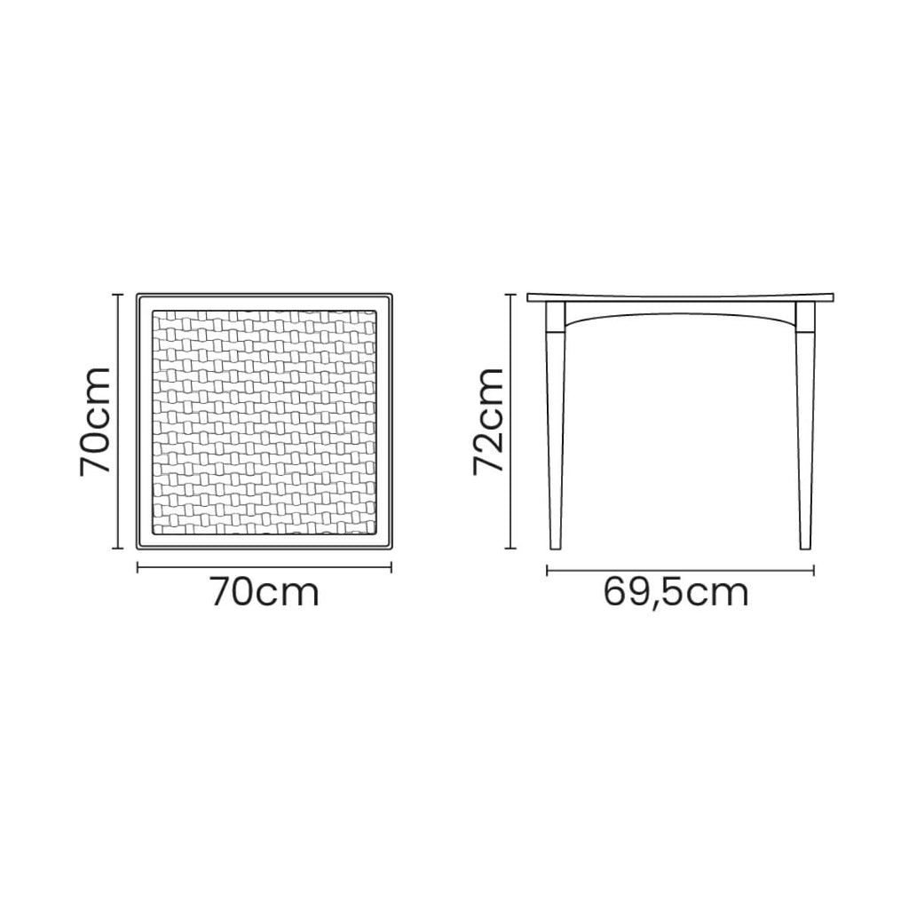 Mesa Tramontina Laura Rattan 70 cm Polipropileno Amarelo Pernas Madeira