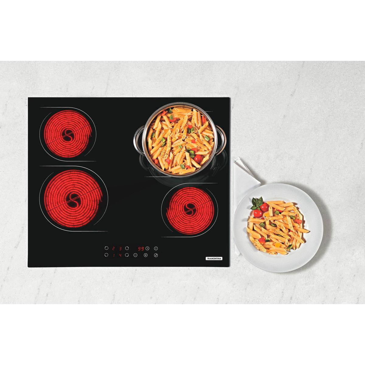 Cooktop Elétrico Tramontina New Square Vitrocerâmico com 4 Áreas de Aquecimento e Comando Touch 94747022