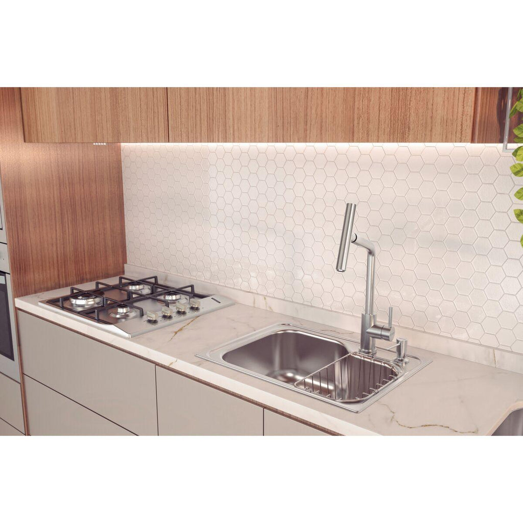 Misturador Monocomando Tramontina Versa em Aço Inox com Bica Articulada