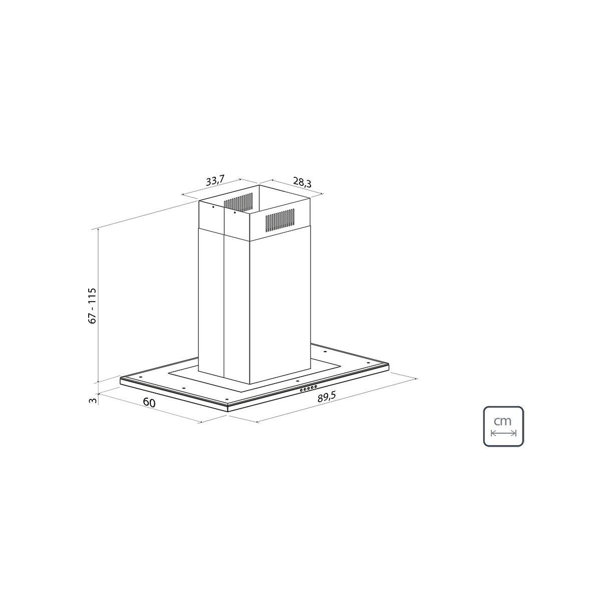 Coifa de Ilha Tramontina Slim Isla 90 em Aço Inox com Acabamento Scotch Brite 90 cm 220 V