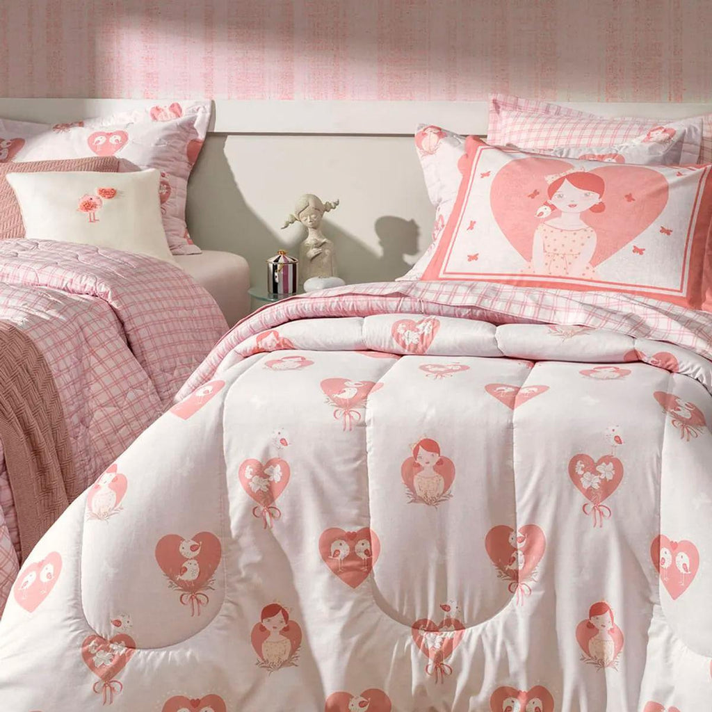 Edredom Infantil Casal Karsten 100% Algodão Ameli Rosa