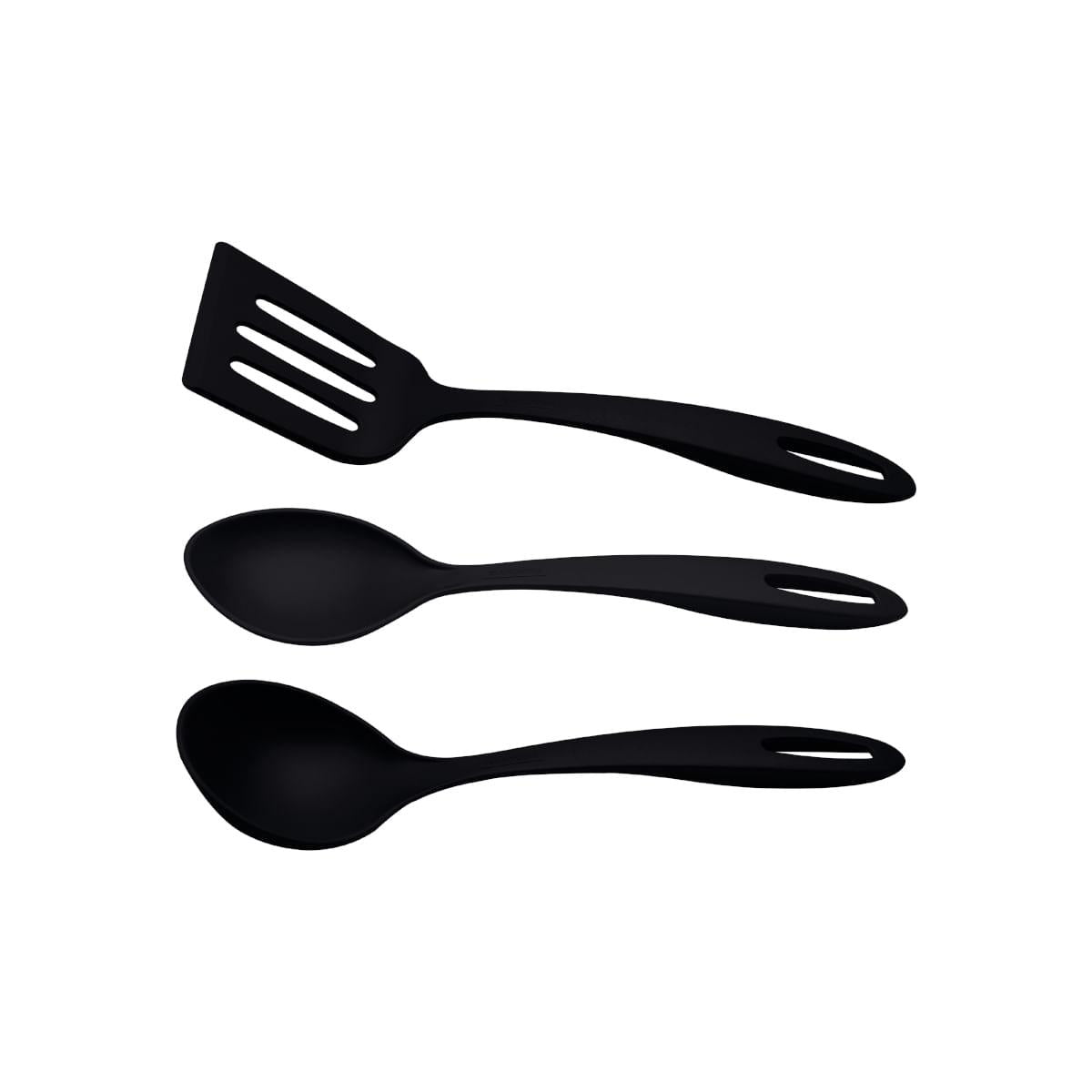 Jogo de Utensílios Tramontina Ability em Nylon Preto 3 Peças
