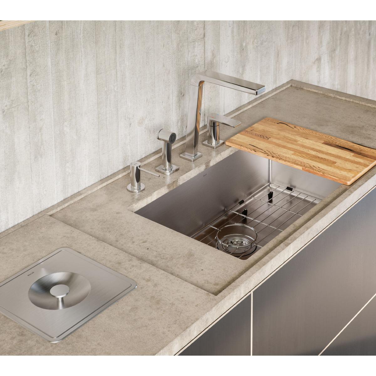 Cuba Docol Bistrô 70x40x20 cm Aço Inox Escovado Acessórios Lixeira Quadrada