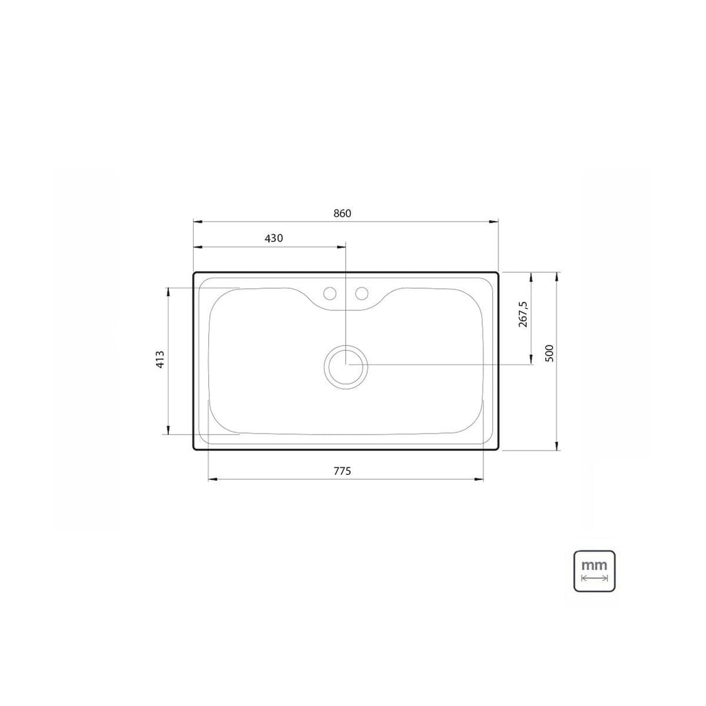 Cuba de Sobrepor Tramontina Morgana Maxi 86x50 cm em Aço Inox Acetinado com Válvula 93801122