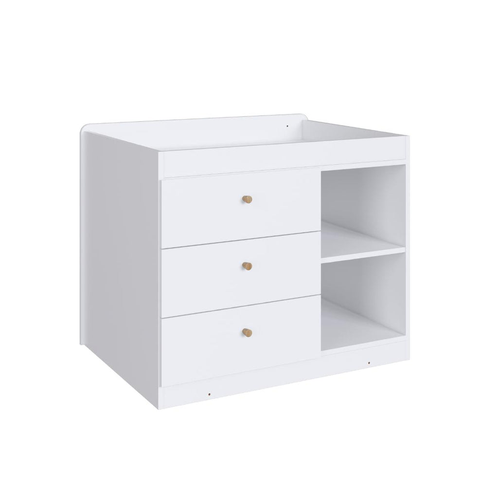 Berço Cama com Cômoda e Cama Auxiliar Aveiro Branco Completa Móveis