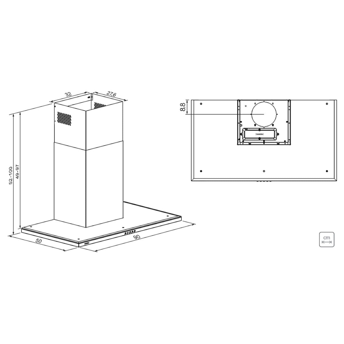 Coifa de Parede Tramontina Slim Wall 90 cm em Aço Inox 220V