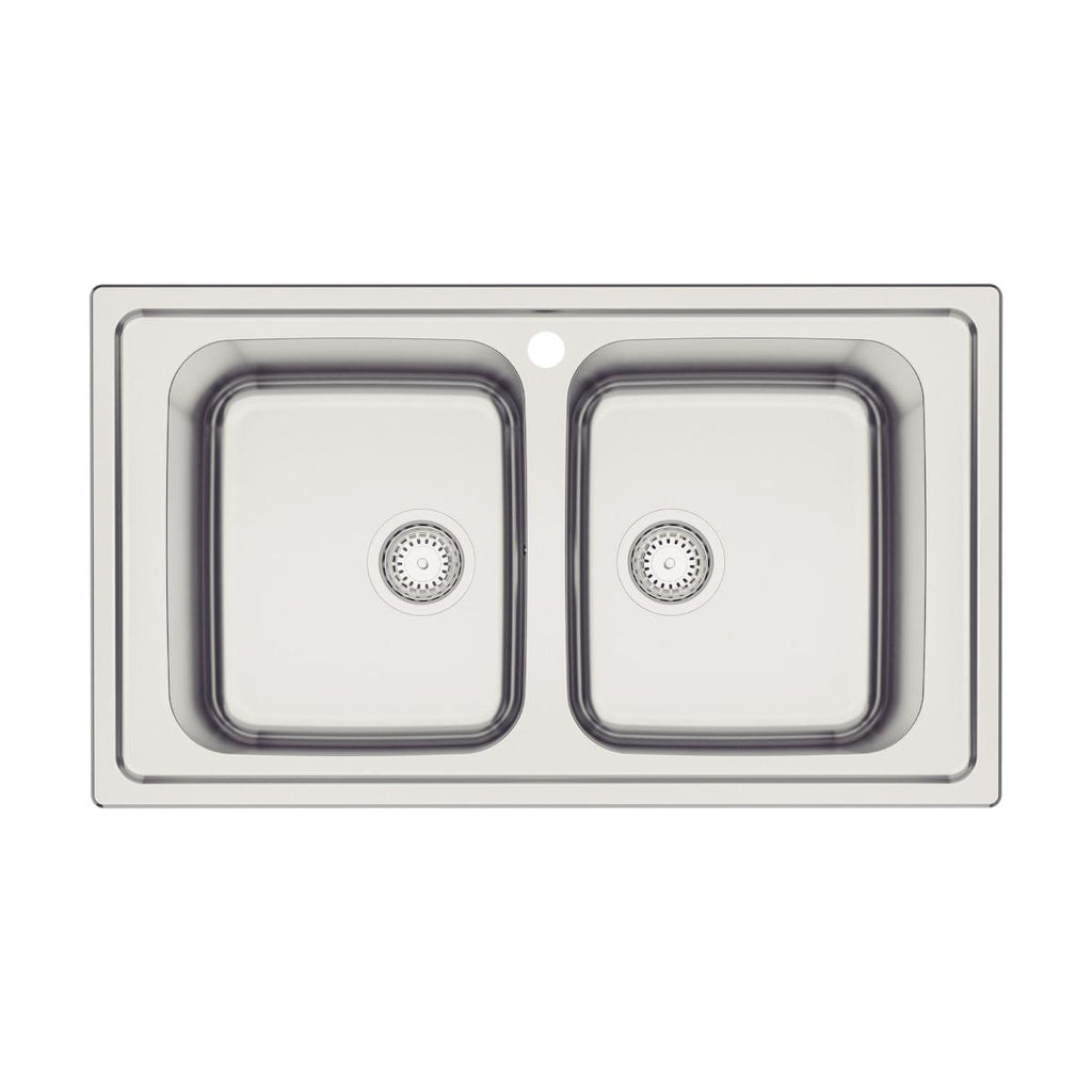 Cuba de Sobrepor Tramontina Marea Deep 2C 34 em Aço Inox Acetinado 86 x 50 cm com Furo para Torneira