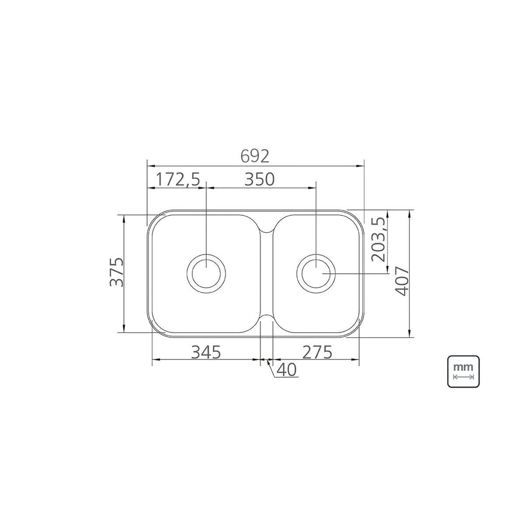 Cuba Dupla Tramontina Isis Perfecta em Aço Inox Polido 69 x 40 cm com Válvula 94062402