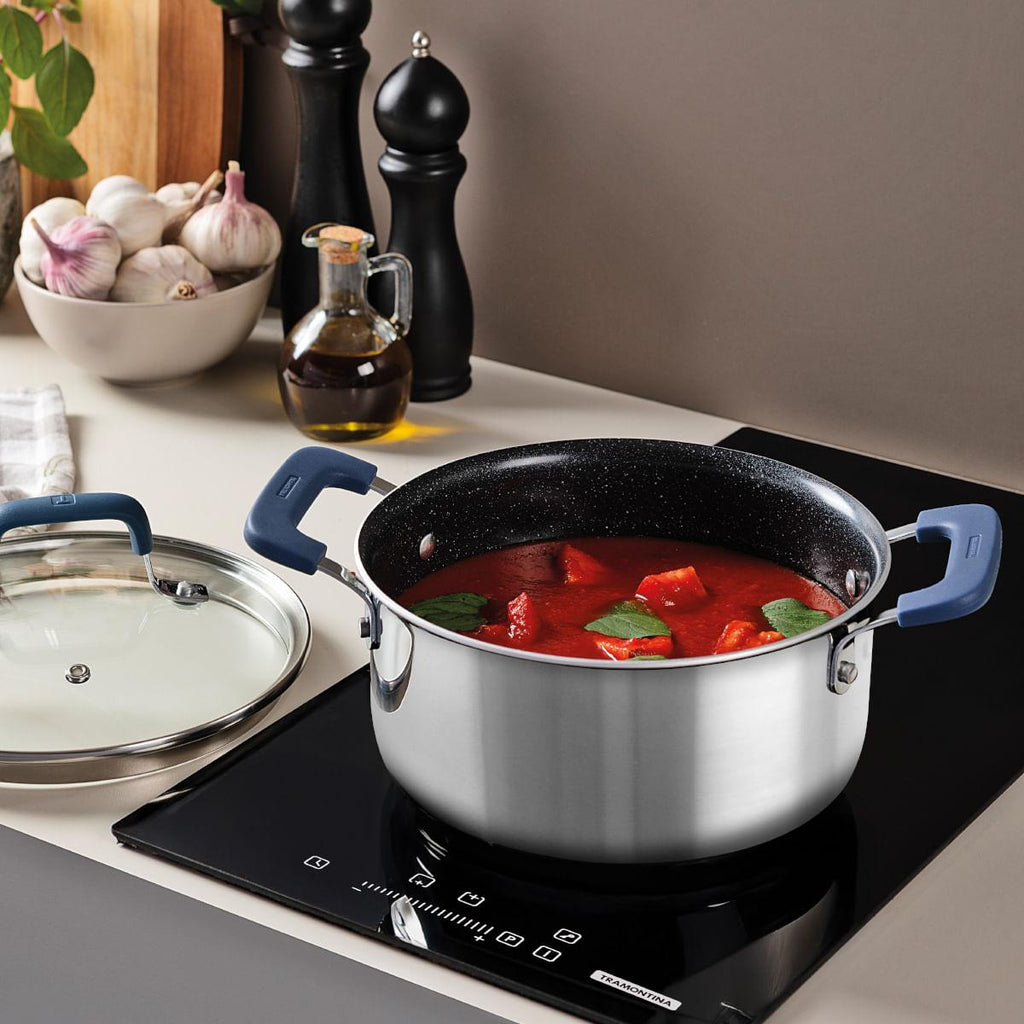 Caçarola Tramontina Romagna Aço Inox Cerâmico Black Stone 20 cm 3,2 L