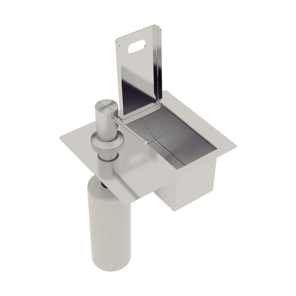 Porta Esponja de embutir Tramontina com Tampa e Dosador de Sabão Líquido em Aço Inox