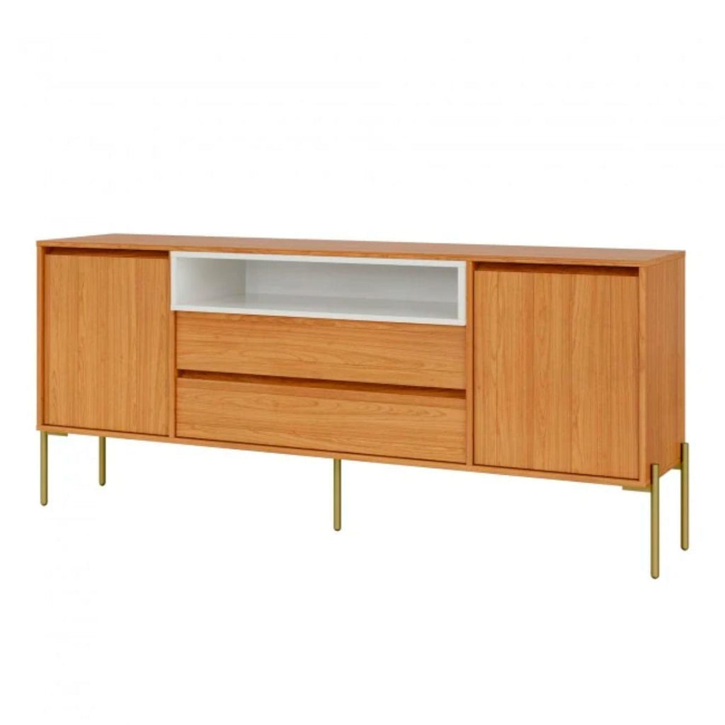 Buffet Balcão Florença 184cm MDF Freijó Off White com 2 Portas 2 Gavetas e Nicho Dalla Costa