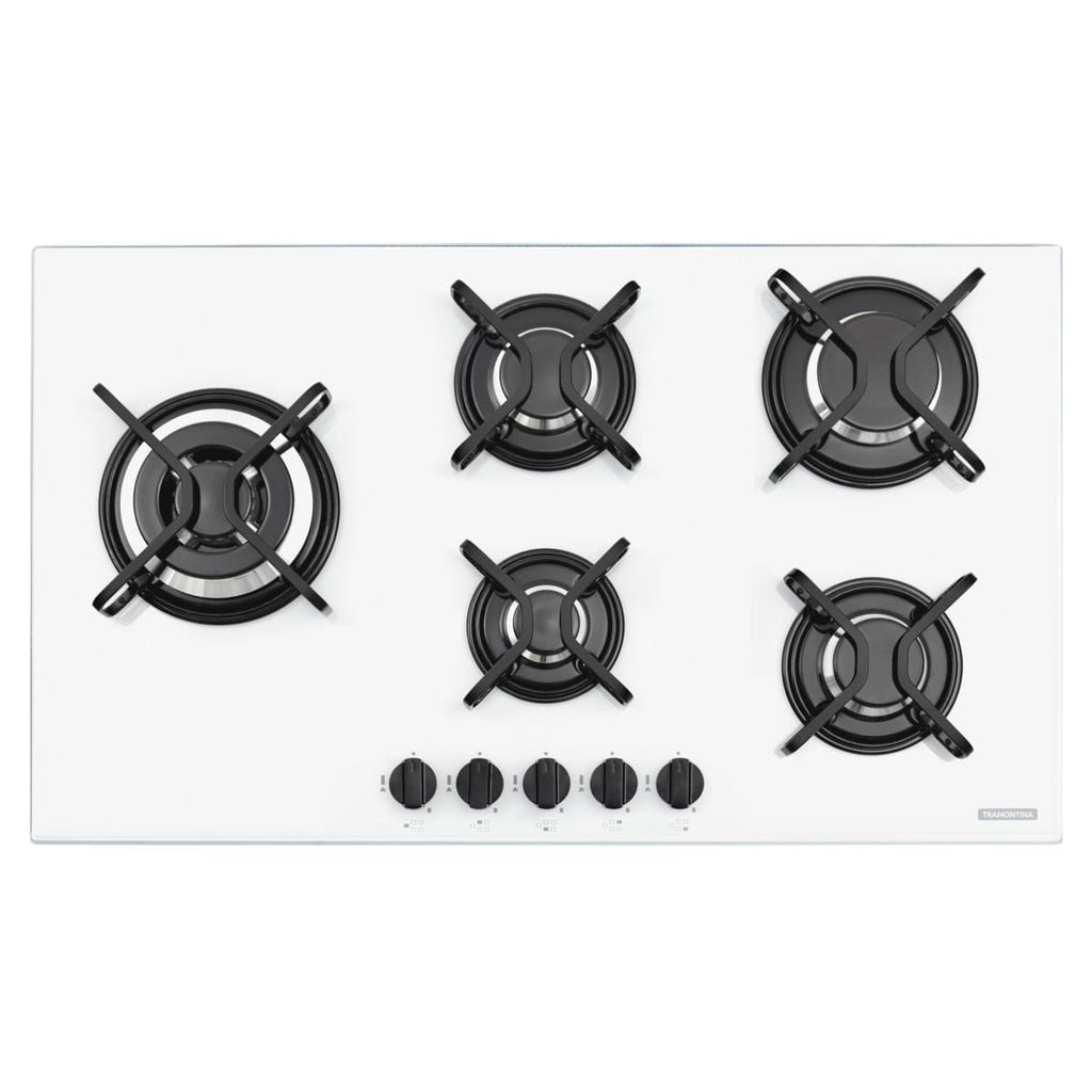 Cooktop a Gás Tramontina Penta Side Plus 5GG W Tri 90 em Vidro Temperado Branco