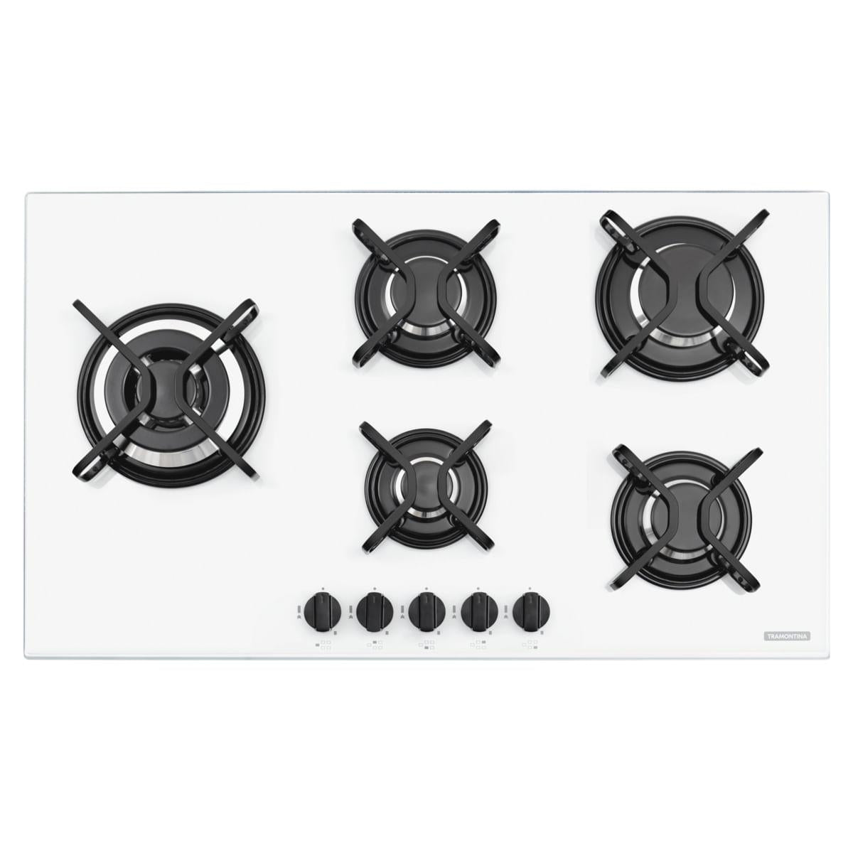 Cooktop a Gás Tramontina Penta Side Plus 5GG W Tri 90 em Vidro Temperado Branco