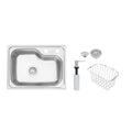 Cuba de Sobrepor Tramontina Morgana Compact 48 FX em Aço Inox Acetinado 55 x 42 cm com válvula, Dosador de Sabão e Cesto aramado
