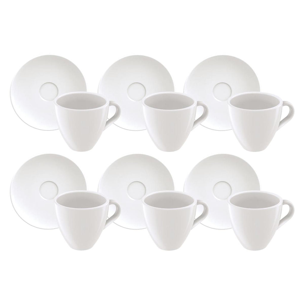 Kit 6 Xícaras de Café Expresso com Pires Tramontina Paola em Porcelana 95 ml